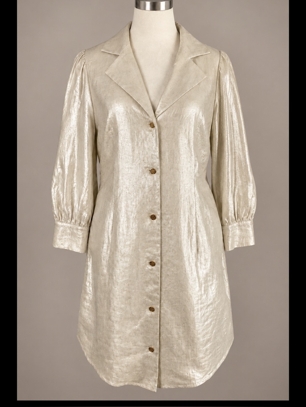 NWT Emily McCarthy Felicity Platinum Metallic Linen Dress M $278